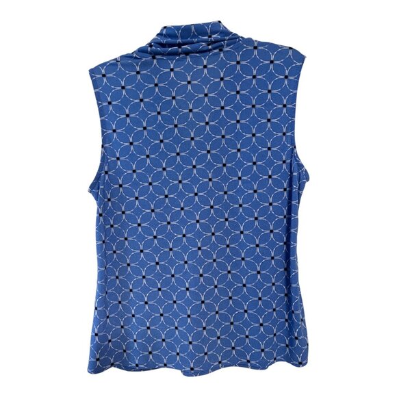 Adrienne Vittadini Womens XL Sleeveless Top – Blue Geometric Print with Accent C - Picture 4 of 4